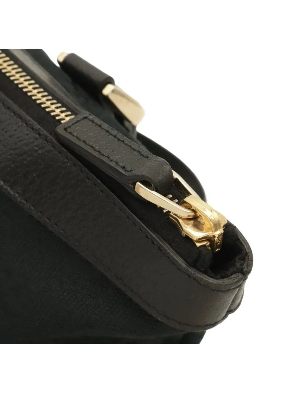 Gucci GG Canvas Abbey Shoulder Bag Tote Leather Black Gold